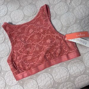 Colsie Coral Floral Lace Bralette